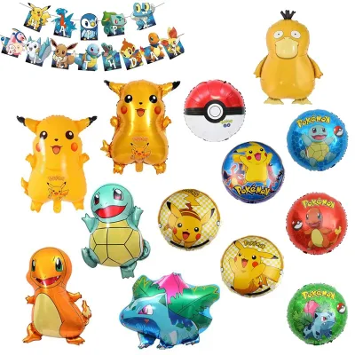 Wholesale18inch Round Shape Foil Cartoon Character Balloon Party Decoration Pika Chu Helium Poke Mon Balloons