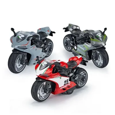 High Quality Alloy 1 8 Motorcycle Boy Simulated Motorcycle Model Police Car Children Pull Back Car Wholesale Toys for Kids