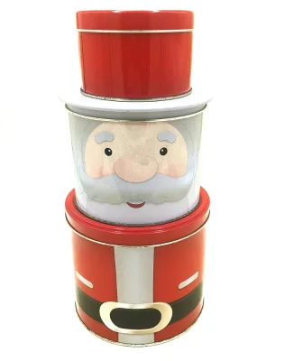 Decorative Christmas Tin Can Festive Printed Design Holiday Candy Cookie Packaging Gift Storage Seasonal Retail Display