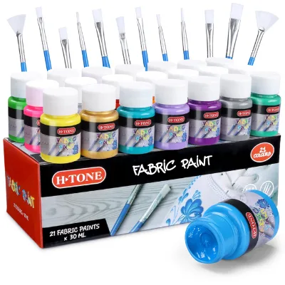 H-TONE Professional Grade Permanent Fabric Paint Set for Cloth Textile Fabric Art Making Supplies