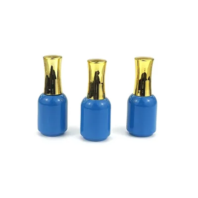 High-End 20ml Blue Glass Nail Polish Bottle with LIDS and Brushes Custom Styles and Colors for Nail Polish Gel