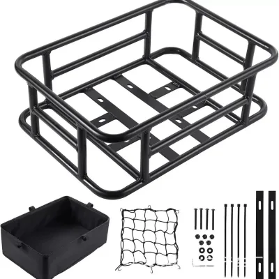 HWTT Heavy-Duty Electric Bike Rear Rack Basket Waterproof Cover Large Liner Bag Picnic Pets Groceries Multi-Purpose 46x32.5x15cm