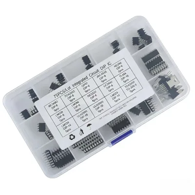 AIZESION 75PCS 15 Specification Chip Kit LM358 Direct Insertion LM386 ULN2003 Integrated Circuit IC Box