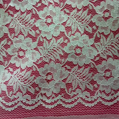 Nylon Cotton African Flower Lace Fabric with Scalloped Edges