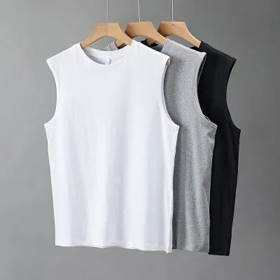 230 Grams Cotton Summer Sports Vest Men's Sleeveless Cotton T-shirt Loose Fashion New Waistcoat Tank Top