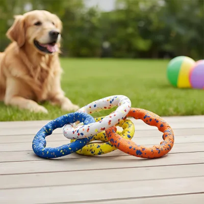 ETPU Popcorn Solid Elastic Dog Toy With Pull Ring Loop Bite Resistant Molar Chew Toy Durable Floating