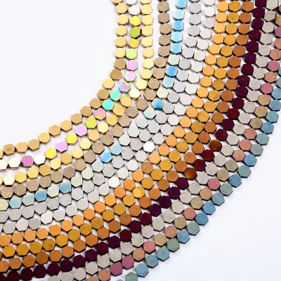 Natural Gemstone Jewelry 3/4/6/8mm Six Pointed square Colorful Hematite Loose Beads