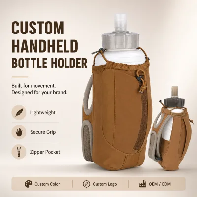 Custom Logo Outdoor Running Water Bottle Hand Held Sport Carry Bag Running Handheld Zippered Pocket Bottle Bag With