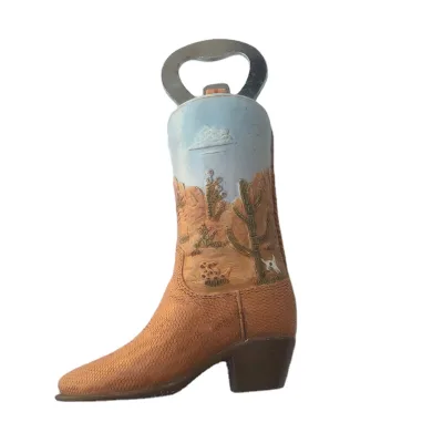 Wholesale 3D Resin Travel Decorative Fridge Magnet Craft Gift Souvenir Tourist Texas Boots with Bottle Opener