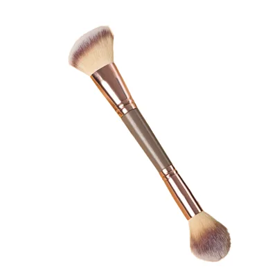 New Release Dual-End Makeup Brush with Nylon Bristles and Handle for Face Concealer Blush Contour & Powder Application