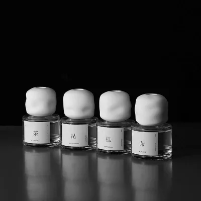 Modern Minimalist Chinese Fragrance Reed Diffuser Irregular White Top Glass Bottle Long Lasting Room Scent Decor