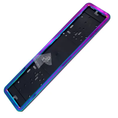 Neon Stainless Steel Metal European License Plate Frame with Laser Print logo