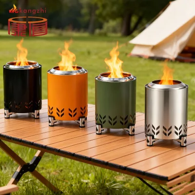 Mini Outdoor Table Fire Pit Stainless Steel Smokeless Wood Burning Stove Charcoal Cooker for Camping BBQ Party Patio Heaters