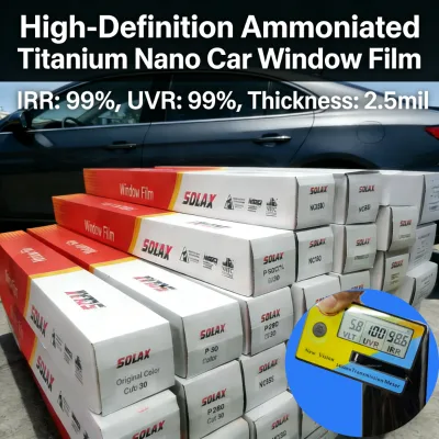 HD-SR Titanium Nitride Anti Scratch UV Proof PET Car Window Film 2.5mil Ultra Low Haze 0.26 99% UVR No Signal Interference