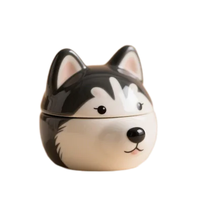 3D Husky Dog Face Treat Jar - Handmade Ceramic Candy Dish with Secure Lid | Dog-Themed Home Decor & Gift Idea Personalized