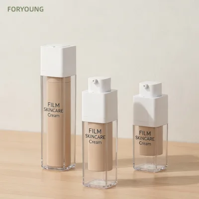 Wholesale Square Twist Airless Serum Pump Bottle Vacuum Cosmetic Packaging Container Private Label PP Material Silk Screen