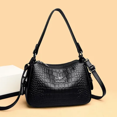 Womens 2026 Cross-Border Trendy Crossbody Shoulder Bag European American-Style Vintage Small Square Design Two Zipper Closure