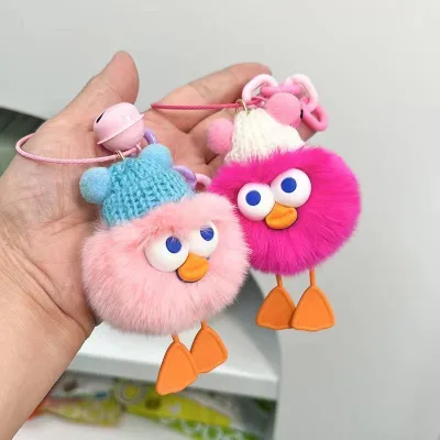 Wholesale Coal Ball Pendant Keychain Plush Pendant Backpack Hanging Gift Fur Keychain for Car Schoolbag