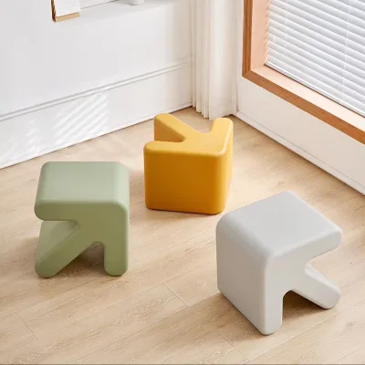 Eco-friendly Plastic Living Room Furniture Small Plastic Stool Chair Stackable Footstool for Kids