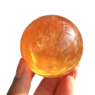 Wholesale Natural Polished Iceland Spar Crystal Ball Honey Calcite Sphere for Feng Shui