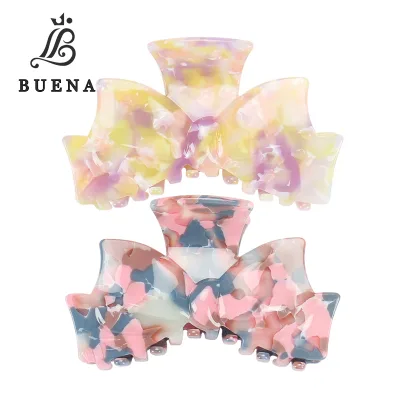 Fashion Korean Style Bowknot Women Claw Clips Custom Mixed Color Acetate Hair Claw for Girls Large Size