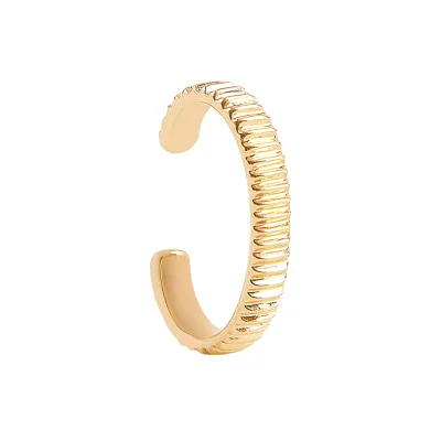 Gemnel 18K Gold Plated Fountain Coin-edged Ear Cuff 925 Sterling Silver Wheel Gear Design Cuff Earrings