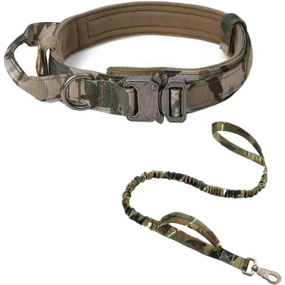 Tactical Dog Collar with Handle Adjustable Military Training Collar Quick Release Heavy Duty Metal Buckle for Medium Large Dogs