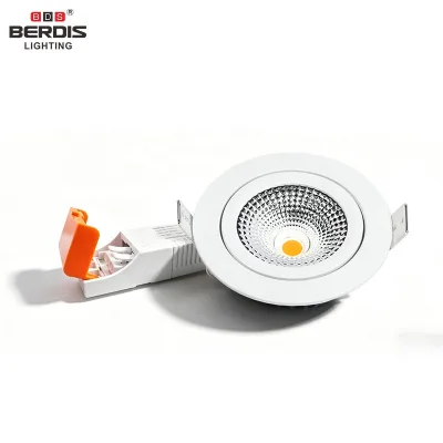 Berdis Super Slim Commercial COB LED Downlight IP54 8W/10W/12W High CRI 93/98 Aluminum Recessed Mount Dimmable with Junction Box