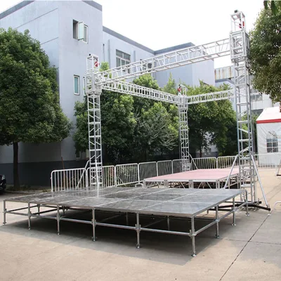 Portable Wooden Finish Stage Platform for Music Festivals Truss Displays 18mm Thick Adjustable Height 0.4-2m Damin Brand