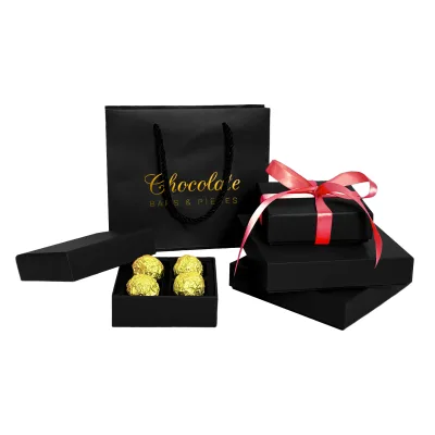 Custom 4 Compartments Luxury Sustainable Food Grade Celebration Rigid Lid and Base Chocolate Packaging Paper Box with Insert