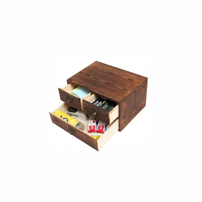 Small Rustic Dark Brown Jewelry Cabinet Wooden Office Storage Cabinet