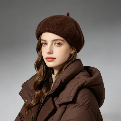 Jancoco Vintage New Fashion Winter Wool Artist Hat Women Custom Thick Soft Warm Plush Painter Hat