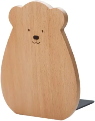 Luxury Modern Solid Wood Book Stand Cute Bear Shape Student Customizable Wooden Bookends Creative Bookshelf
