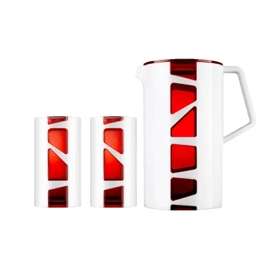 Aurora White Red Tableware Pitcher, Tumbler