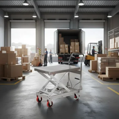 Portable Mobile Flatbed Cart with Scissor Fork Hydraulic Lift Four-Wheel Aluminum & Steel Frame 1350x750mm OEM Customizable