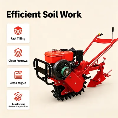 High Torque 8HP Diesel Rotary Tiller Machine for Hard Clay Soil Breaking