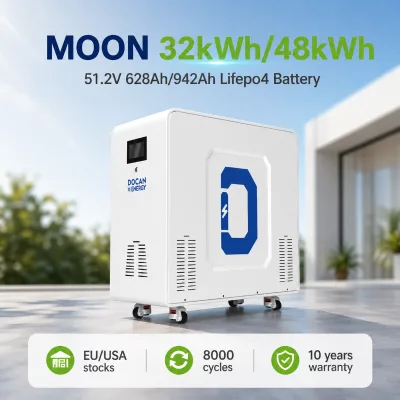 Hot Sale Docan Moon 32kWh 48kWh 628Ah 942Ah Vertical Lithium Battery 51.2V With Wifi BMS Home Solar Energy Storage System