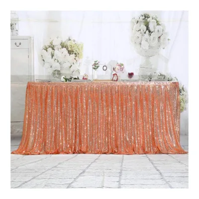 Hot Sale Luxury Rectangle Shiny Sequin Table Skirting for Wedding Party Birthday Banquet Buffet Table Decoration