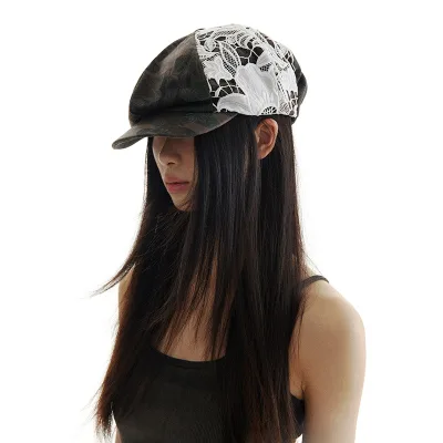 Vintage Camouflage Lace Beret for Outdoor Scenes