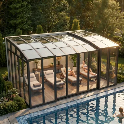 Prefabricated Sunroom Aluminum Frame Glass Room Tempered Glass Waterproof All Season Outdoor Patio Enclosure Easy Install
