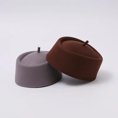 New Fall/Winter European American French Vintage Women's Hepburn-Inspired Top Hat 100% Polyester 48-50cm Head