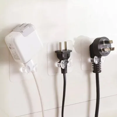 Power Cord Plug Bracket Wall Mounted Power Plug Socket Holder Adhesive Hook Socket Storage Rack