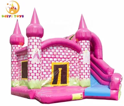 New Style Outdoor Princess Land Castle Slide,pink Inflatable Children Jumping Slide