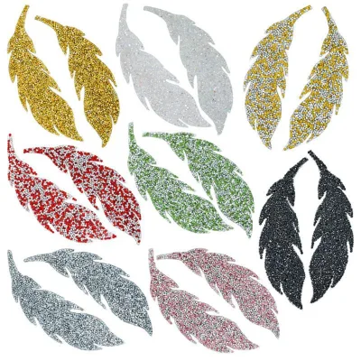 Leaves Crystal Rhinestone Iron on Transfer on T-shirt Bag Beautiful Design Patch for Clothing Washable Thermal Stickers Decor