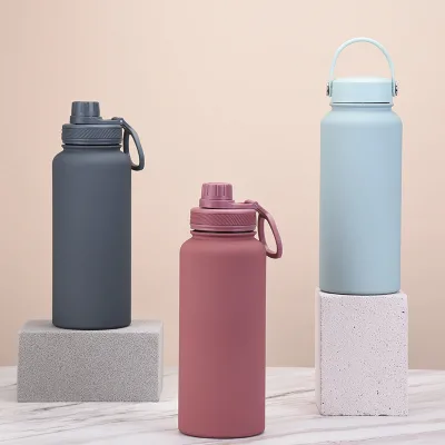 2024 New Thermal Cup Double Lid 1L Thermal Gym Flasks Insulated Stainless Steel Water Bottle