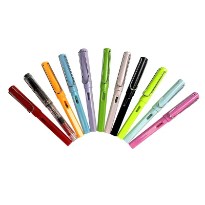 Hot Sale Custom Logo Plastic Fountain Pen With 0.5/0.38mm E-tip EF-tip Ink Fountain Pen Calligraphy Writing Promotion Gift Pen