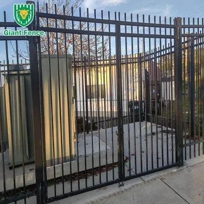 Black 8*10ft Tubular Steel PVC Coated Easily Assembled Security Fence Barrier Picket Metal Fence Outdoor Privacy Fencing