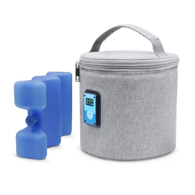 Breast Milk Cooler Bag with Digital Display Temperature Cooler Bag With Ice Pack Fits 4 Baby Bottles Breast Milk Cooler Bag