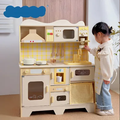 Children's Play Kitchen Set Modern Design Sound Light Effects Water-Spouting Feature Realistic Cooking Simulation Toy