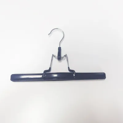 Wholesale Non-slip Black Metal Trouser Hangers 360 Swivel Firm Clips Skirt Hangers